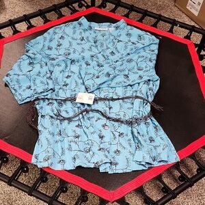 Sag Harbor 3/4 Sleeve Floral Blouse W/belt Size 2X #8 Nwt